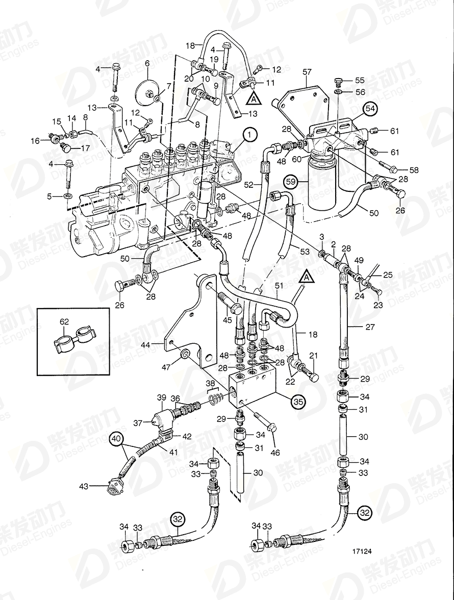 VOLVO Hose 3825722 Drawing